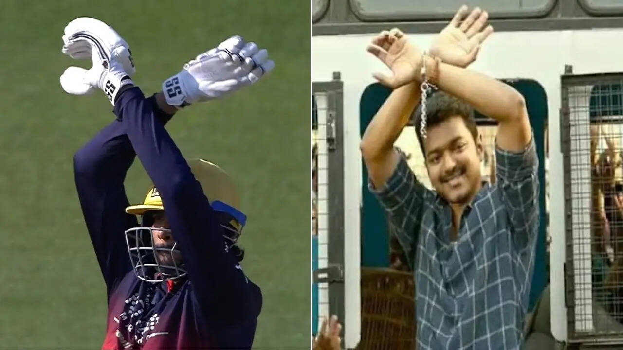 Venkatesh Iyer, IPL'de Punjab Kings'e karşı 73 koşu atarken Thalapathy Vijay'in ikonik pozunu taklit etti.